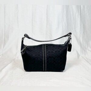 Vintage Coach Black Signature Accessory Pouch Vanity Bag
